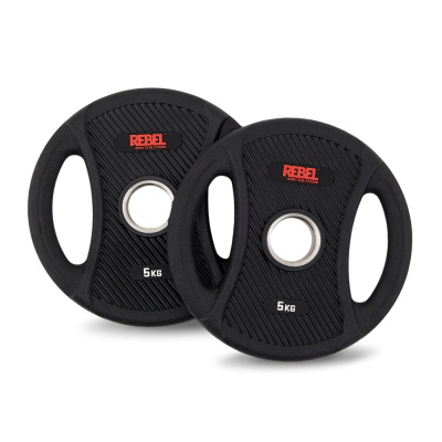 Диски олимпийские обрезиненные с двумя хватами 5 кг REBEL (пара)