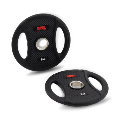 Диски олимпийские обрезиненные с двумя хватами 5 кг REBEL (пара)
