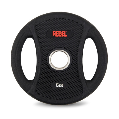 Диски олимпийские обрезиненные с двумя хватами 5 кг REBEL (пара)