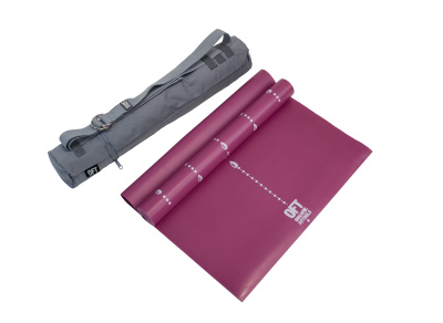 Коврик для йоги 2.5 мм пурпурный в сумке с ремешком