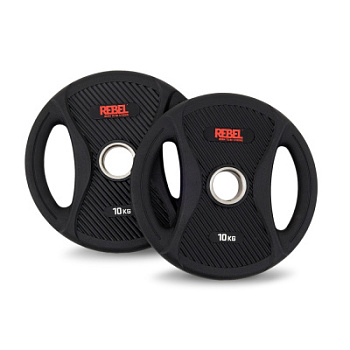 Диски олимпийские обрезиненные с двумя хватами 10 кг REBEL (пара)
