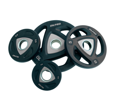 Диск олимпийский полиуретановый 15 кг OKPRO серый лого