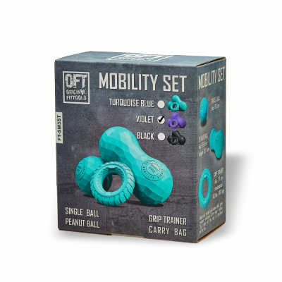 Набор из двух массажных мячей с кистевым эспандером пурпурный