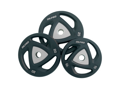 Диск олимпийский полиуретановый 15 кг OKPRO серый лого