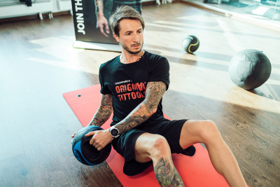 Мяч тренировочный (медицинбол) с хватами, 7 кг