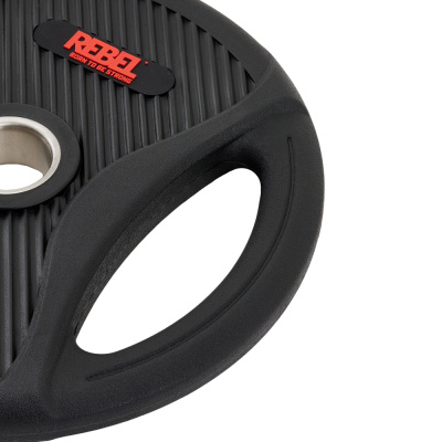 Диск олимпийский обрезиненный с двумя хватами 15 кг REBEL