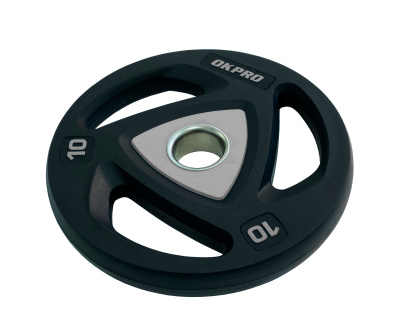 Диск олимпийский полиуретановый 10 кг OKPRO серый лого