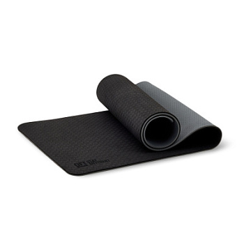 Коврик для йоги 10 мм двухслойный TPE черно-серый
