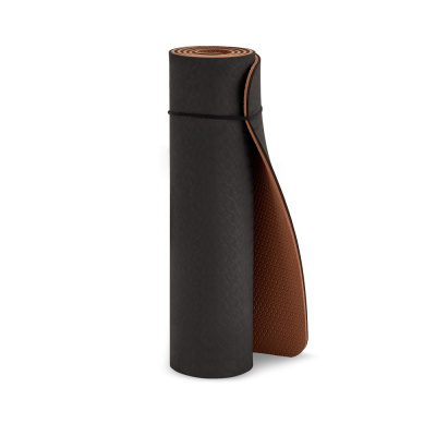 Коврик для йоги 10 мм двухслойный TPE черно-кофейный